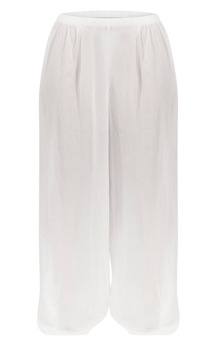 Blanc Pantalon De Plage Ample En Mousseline Texturée