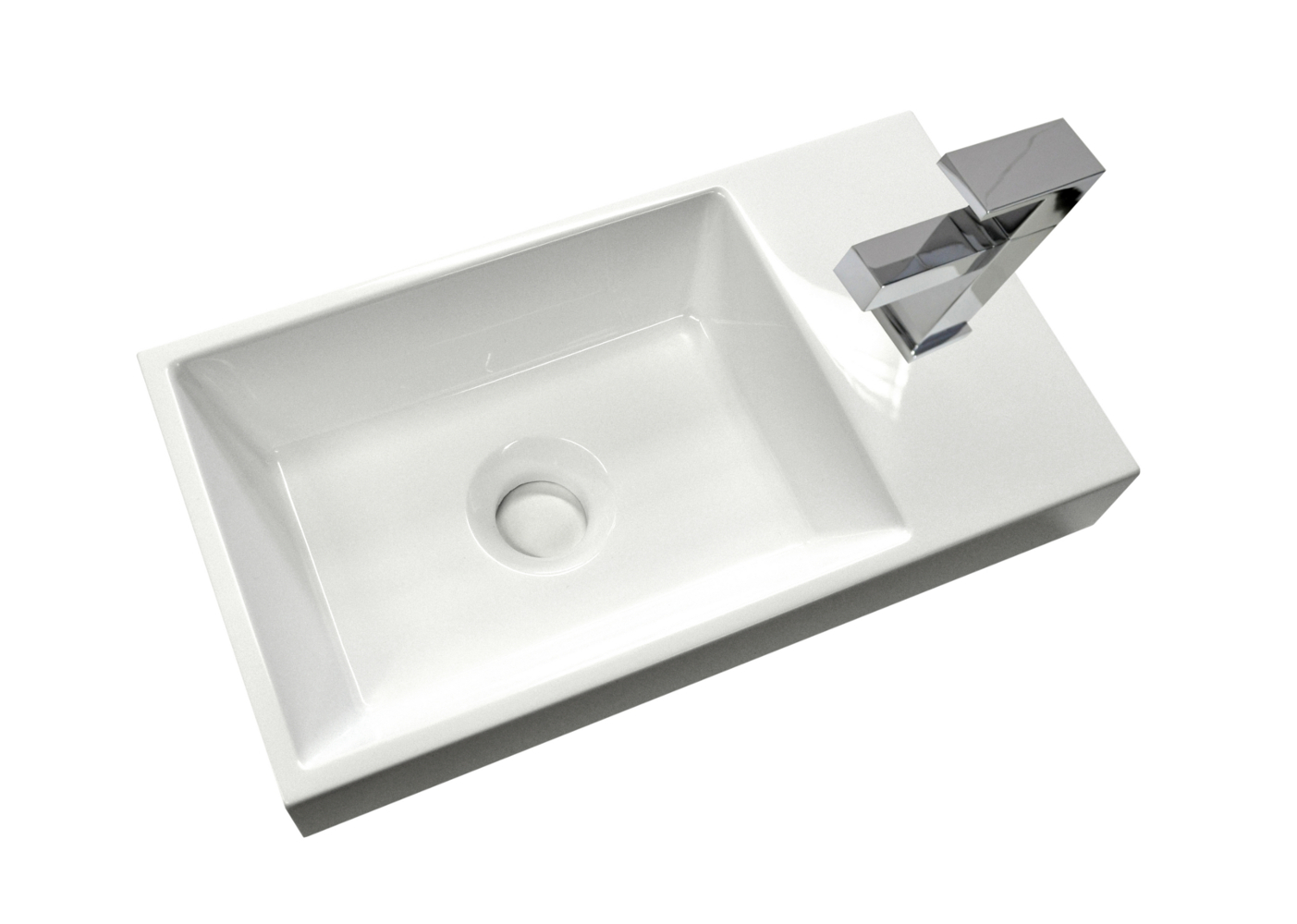 Sanicare Q40 mineraalmarmeren fontein voor toiletmeubel 40x22cm wit