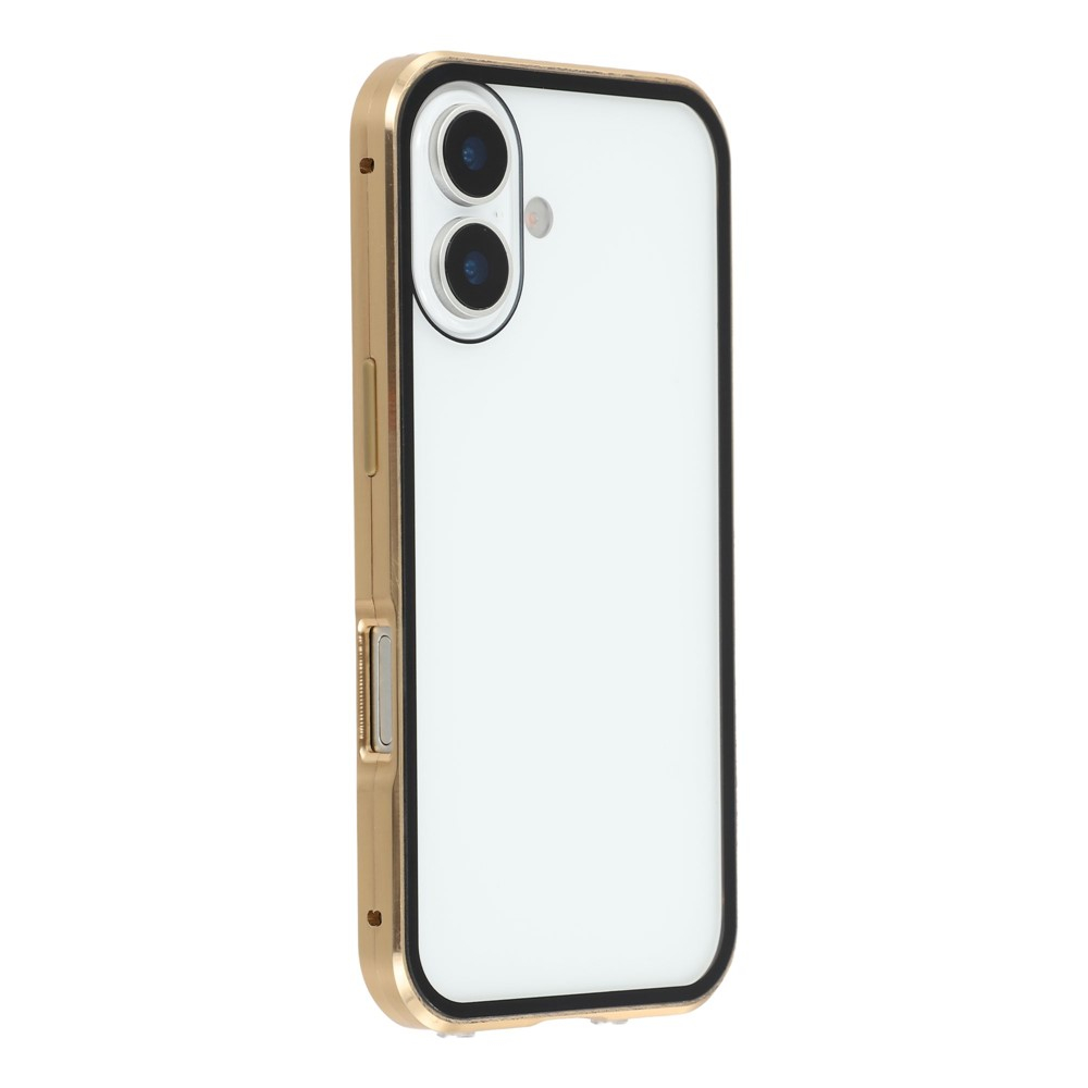 iPhone 17 Magnetische Alu Schutzhülle mit Panzer Glas Backcover   Displayschutz (Magnet-Technologie) - Gold