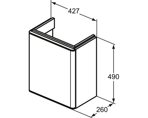 Ideal Standard Adapto wastafelmeubel, BxHxD 49 x 26 x 43 cm, frontkleur: glanzend wit, T4304WG