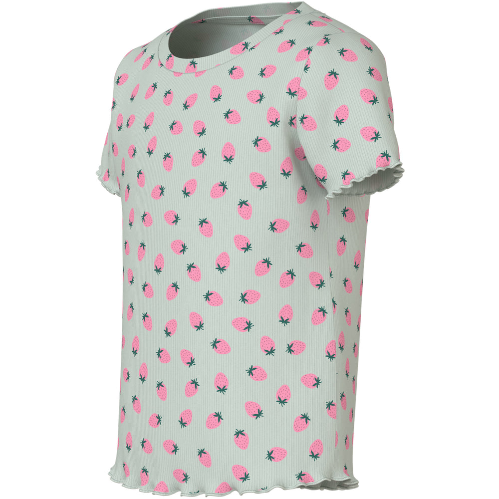 Køb Name It Pale Aqua Strawberries Nmfvemma Aop Ss Slim Top