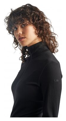 Maillot Manches Longues Femme Icebreaker Mérinos 260 Tech Half Zip Noir