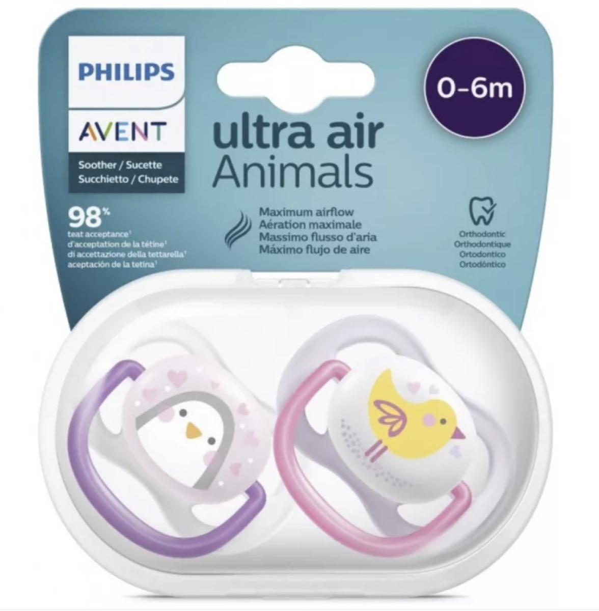 SUCETTE ORTHO 0-6M GIRL PENG/BIRD