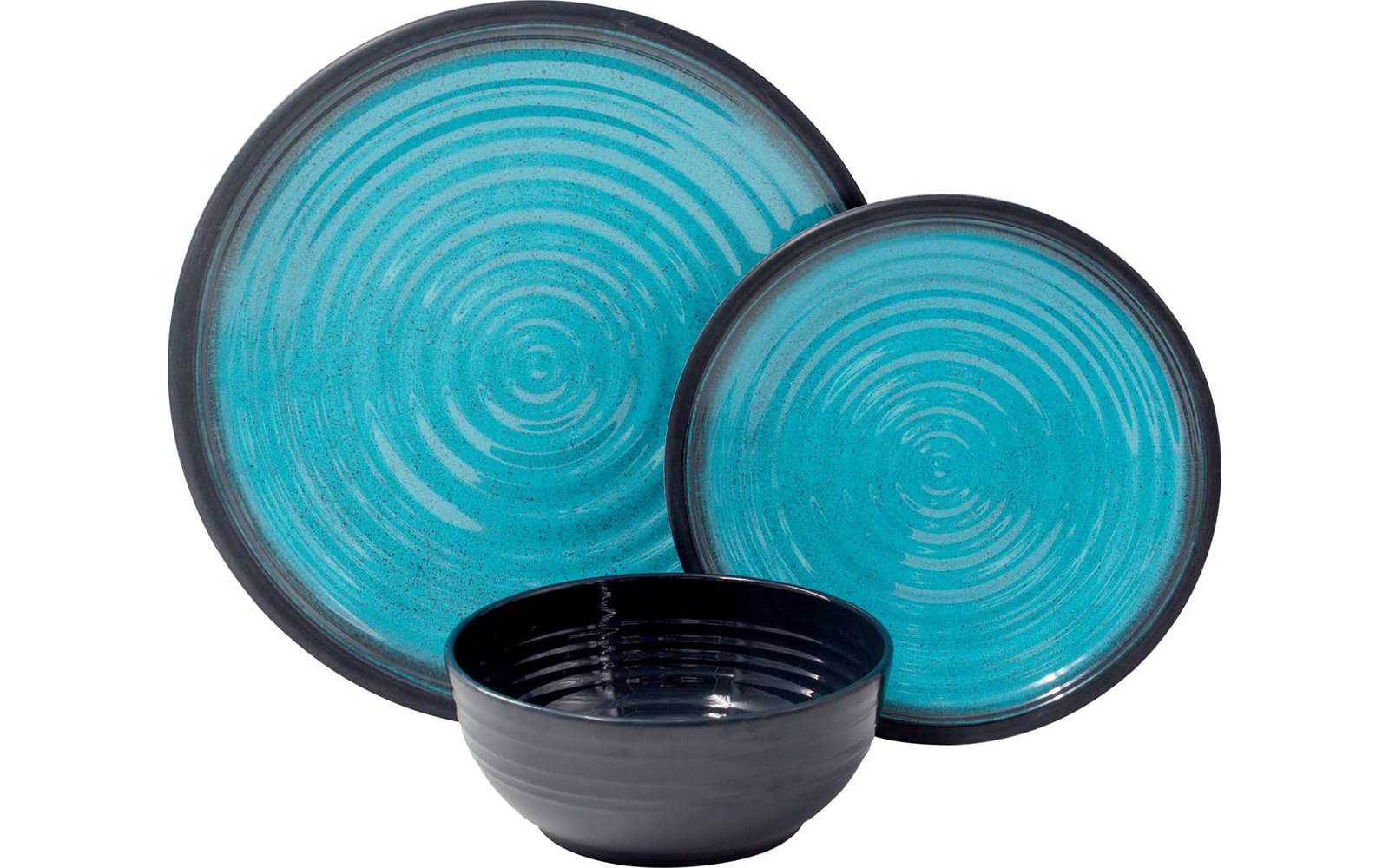 Flamefield Granite Melamin Geschirr-Set 12-tlg. Grau/Schwarz