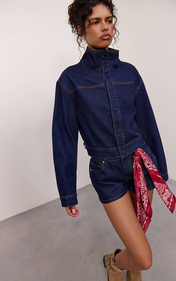 Raw Indigo Wash Short En Jean À Pois