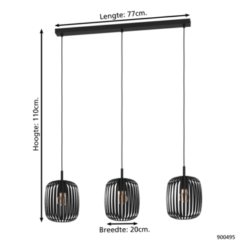 Eglo hanglamp Romazzina 3-lichts zwart