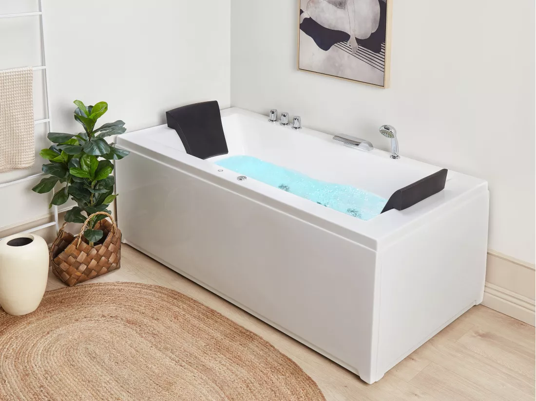 Baignoire balnéo angle droit blanche 183 x 90 cm VARADERO