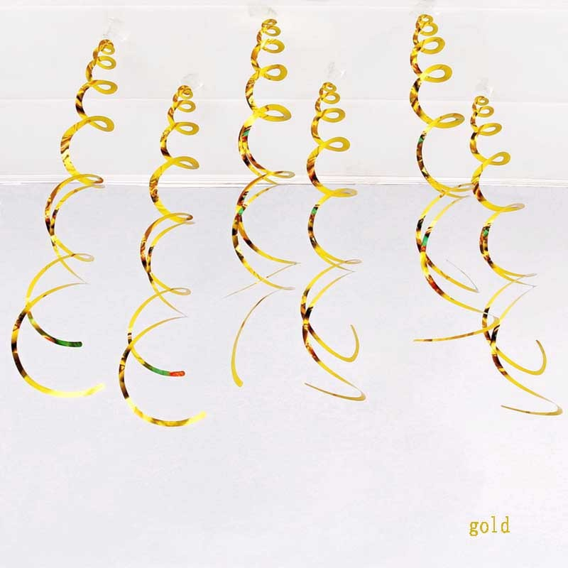 (12er Set) Party Spiral Girlande Party Deko Accessoire - Gold