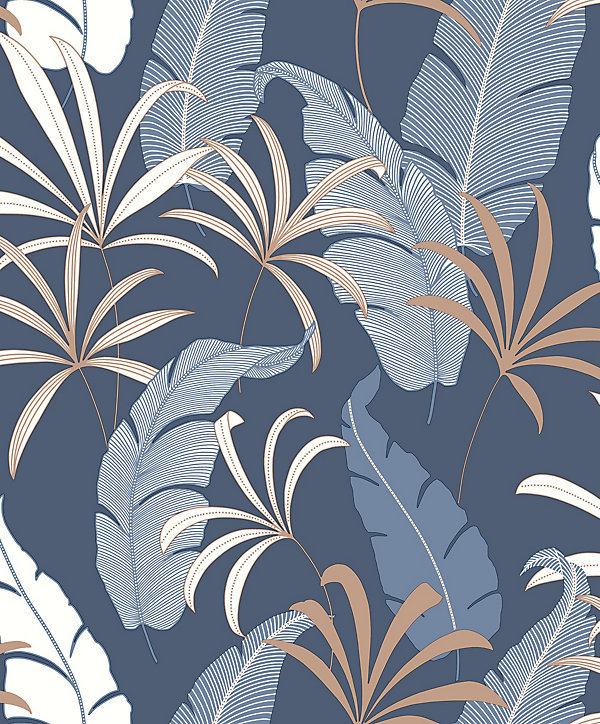 Papier peint intissé Selago Arthouse feuilles bleu