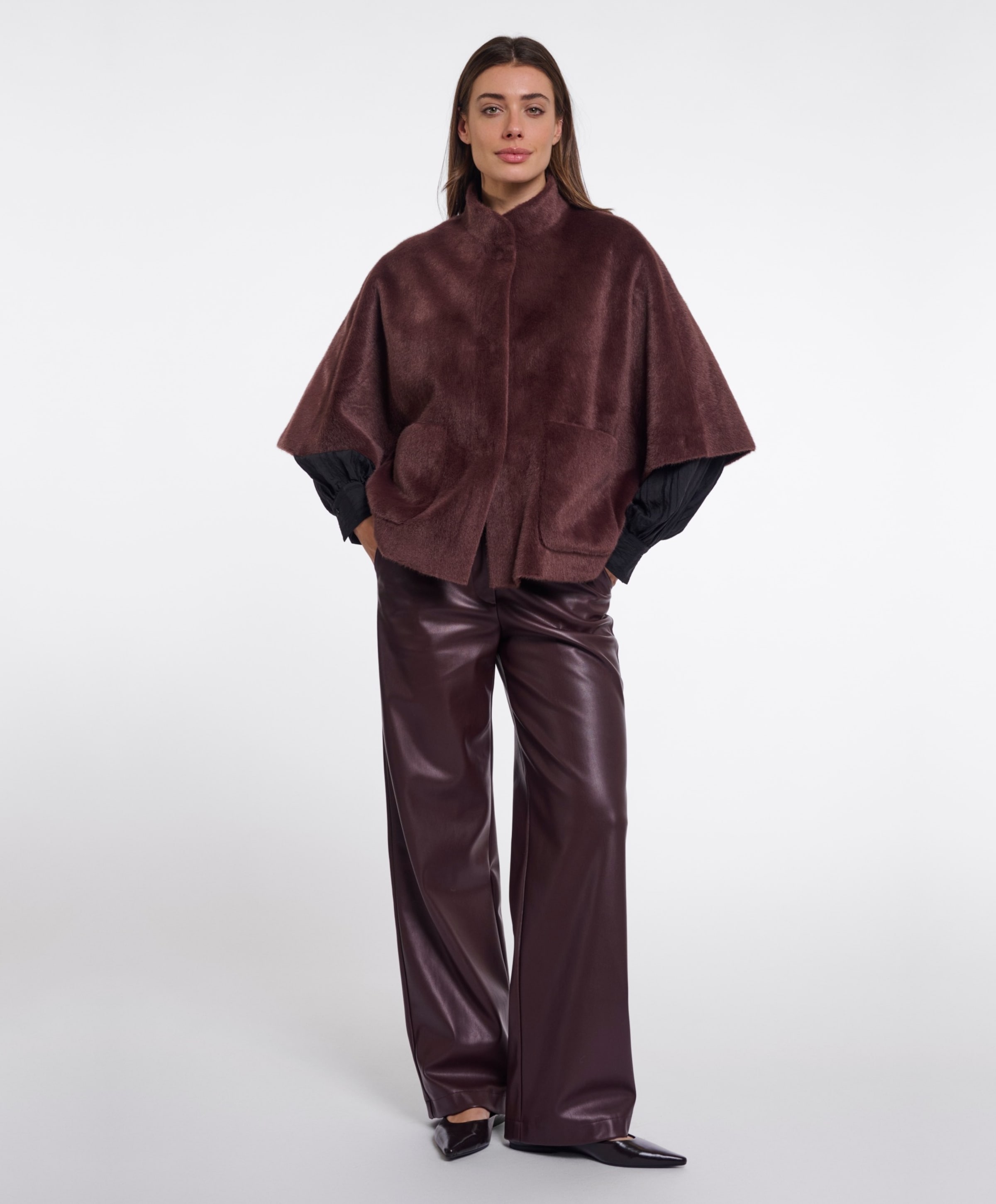 Rino & pelle Dames cape bruin