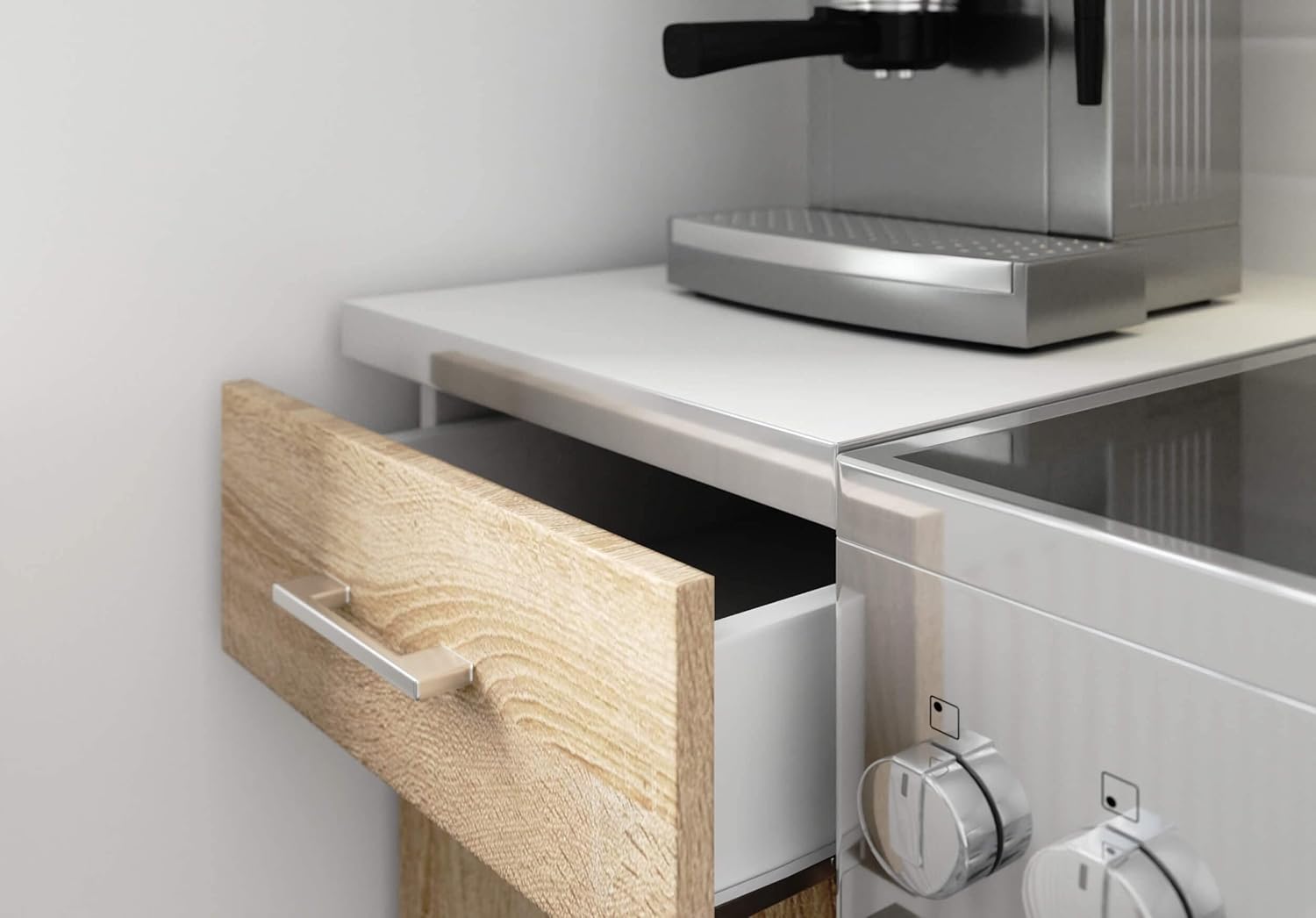 AKORD | Küchenmöbel-Set Lima | Küchen | Kitchen | Für eine kleine Küche | Für EIN Zimmer mit Küchenzeile | Langlebig | Für modernes und traditionelles Design | Weiß | Sonoma-Eiche