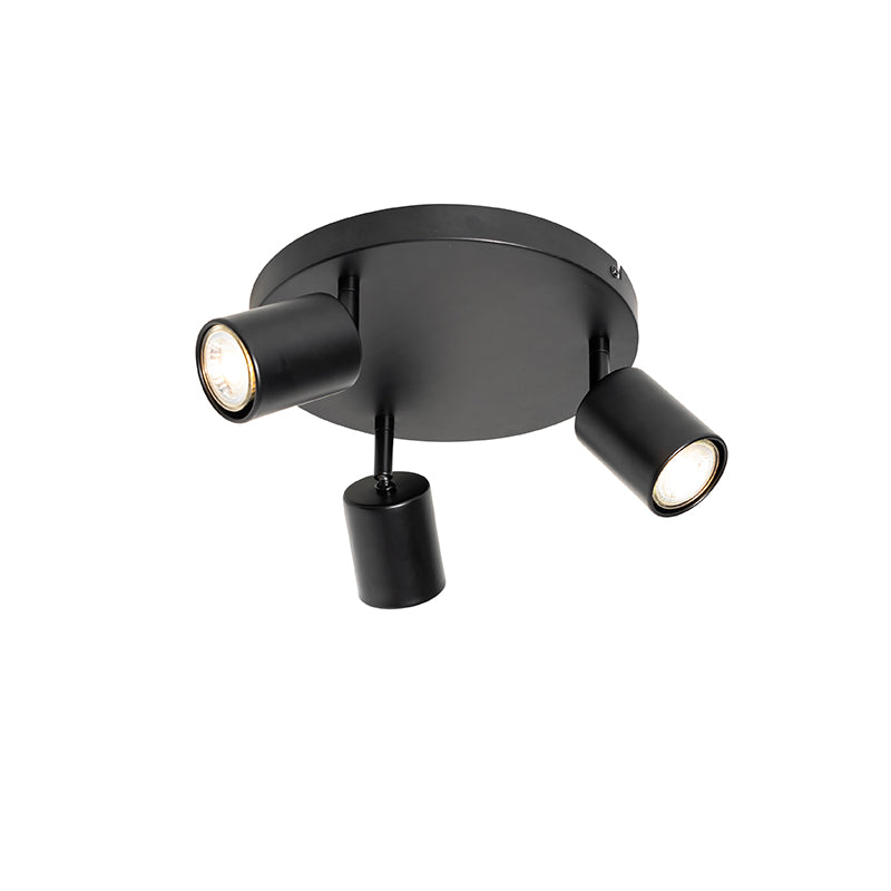 QAZQA Moderne plafondlamp zwart verstelbaar rond 3-lichts - Java
