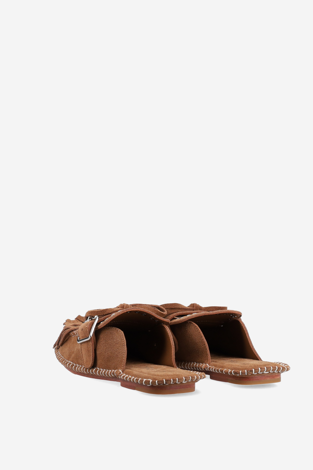 Fringed suede mules