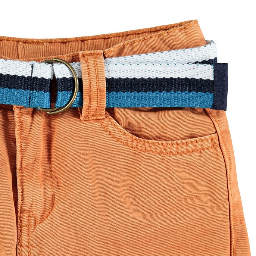 Pantalon cargo en twill surteint avec ceinture rayée - Moutarde