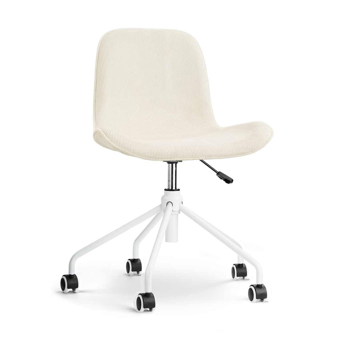 Bureaustoel Nout-Fé wit onderstel rib beige
