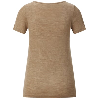 Damen-Kurzarmshirt Wolle-Seide, Camel