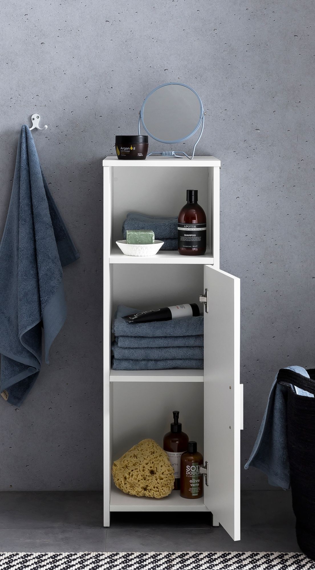 FinBuy Badschrank Spanplatte Beistellschrank Badregal Weiß Schmal Freistehend