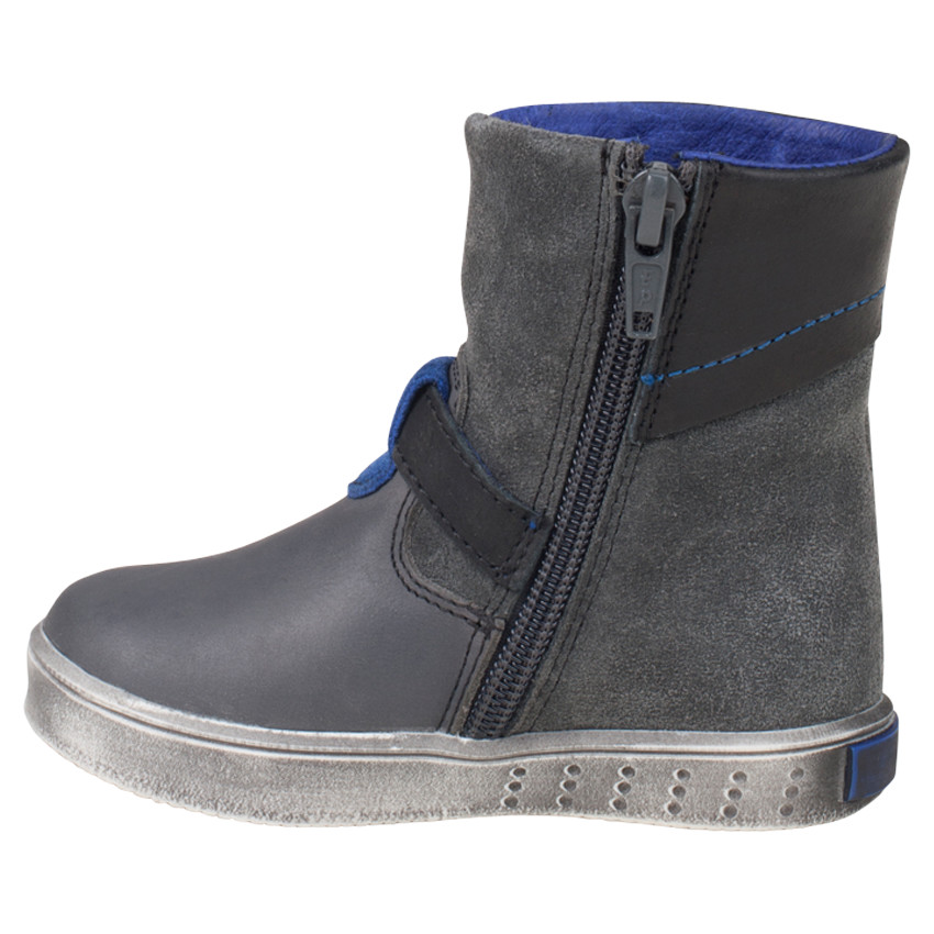 Bottillons hauts en cuir à zip et boucle