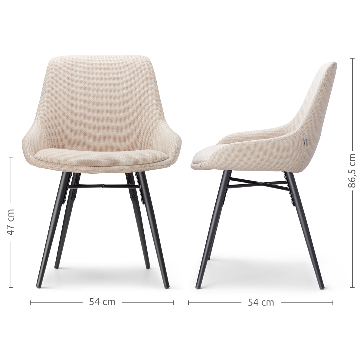 Eetkamerstoel Nena-Isa beige - zwart onderstel