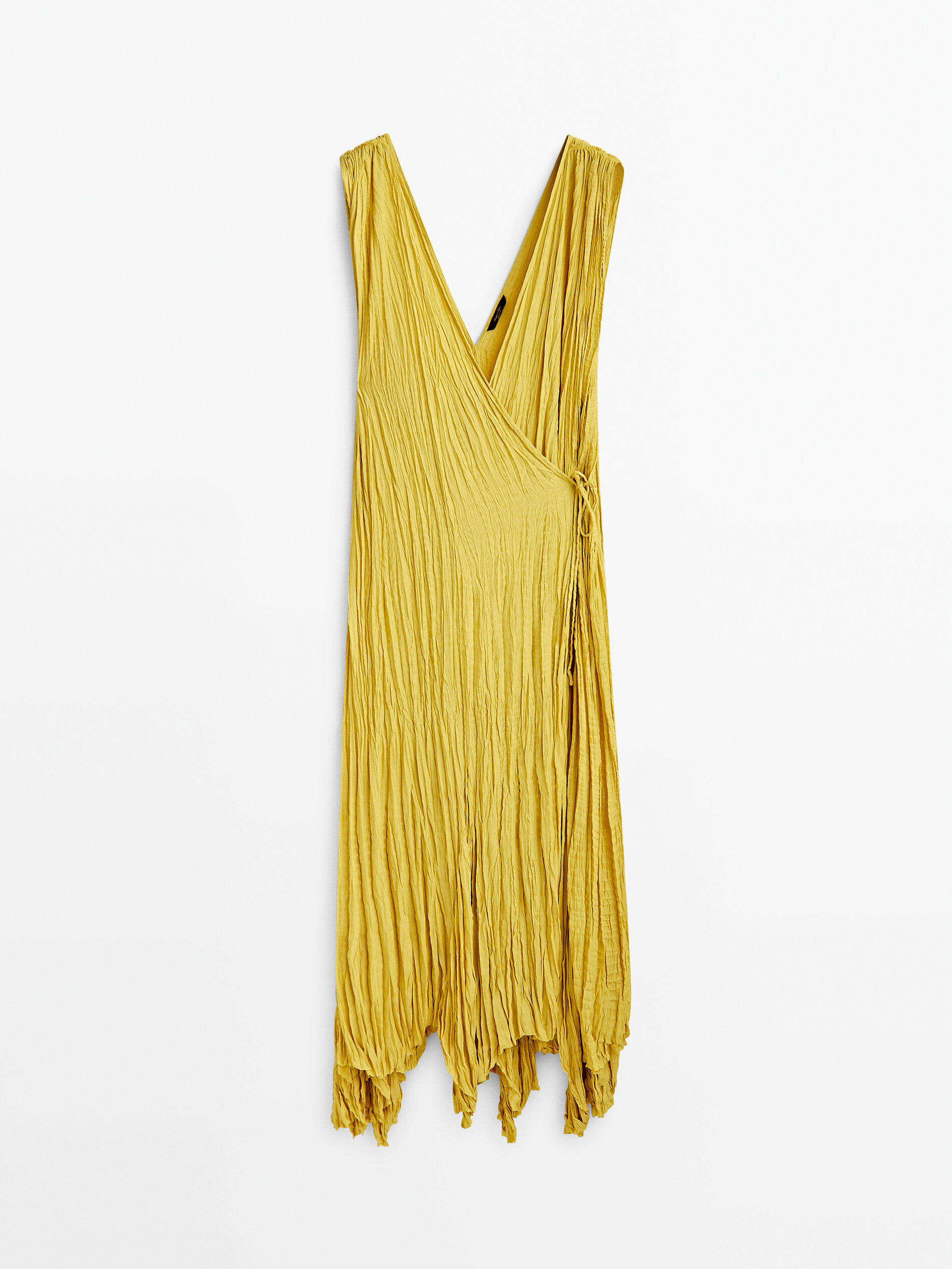 Vestido envelope plissado - AMARELO