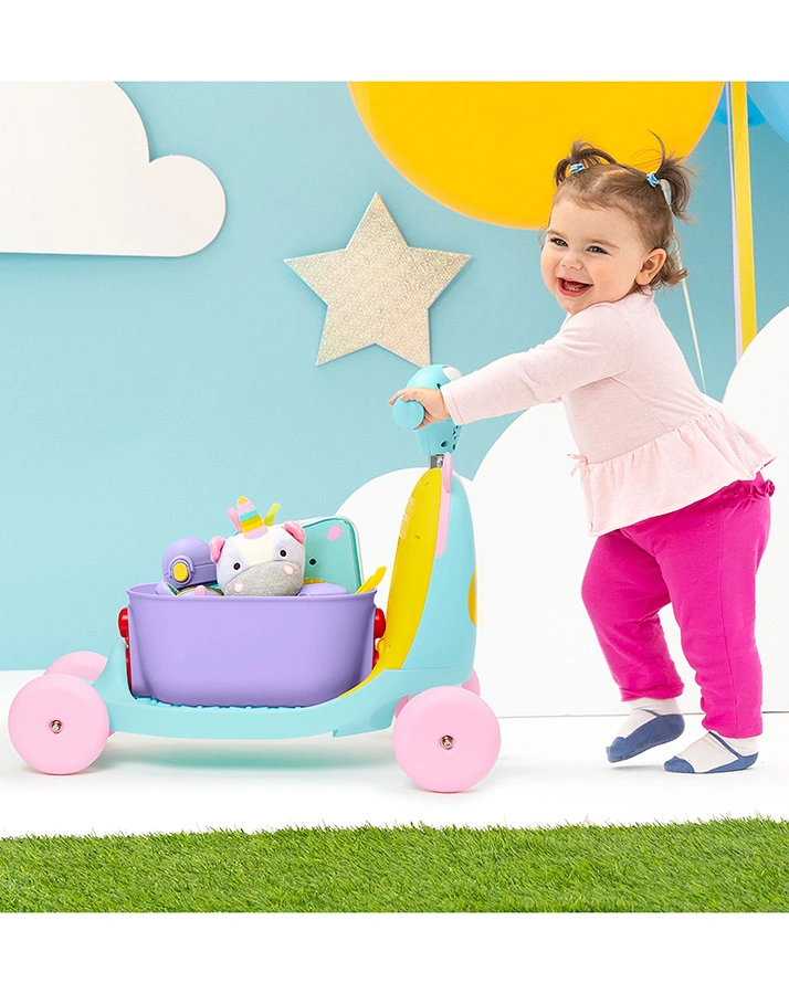 Scooter/Lauflernwagen ZOO RIDE ON 3-in-1 – EINHORN in hellblau/lila