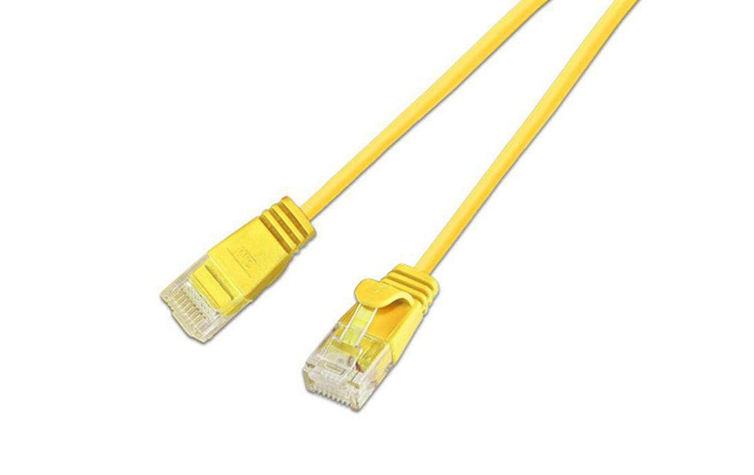 Slimpatchkabel RJ-45 - RJ-45, Cat 6, UTP, 0.5 m, GelbLightpatchkabel rund, ungeschirmtes Twisted-Pair-Kabel (U/UTP) mit Klinkenschutz