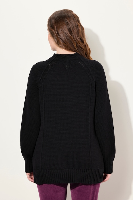 Pullover, Ziernähte, Stehkragen, Langarm, Biobaumwolle