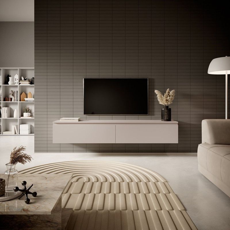 NADUVI - Sara - TV-Meubel - Lichtgrijs - Gelamineerd Hout - 175x31.6x30 cm