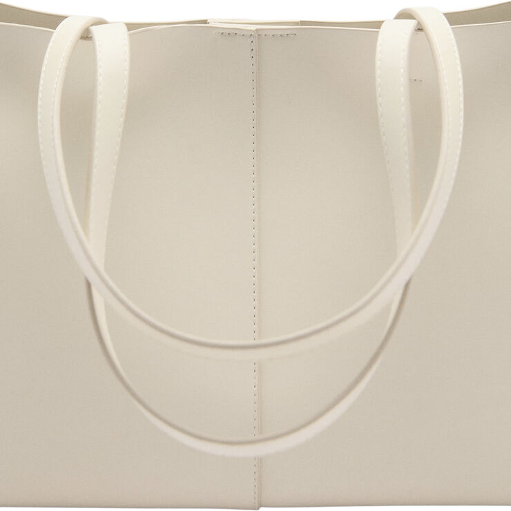 MANGO Leather-effect shopper bag Natural white