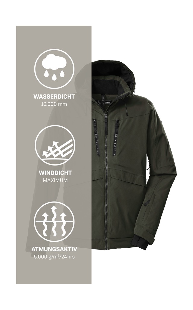 Killtec Skijacke »KSW 55 MN SKI JCKT« Wasserdichte, atmungsaktive Skijacke mit verschweissten Nähten