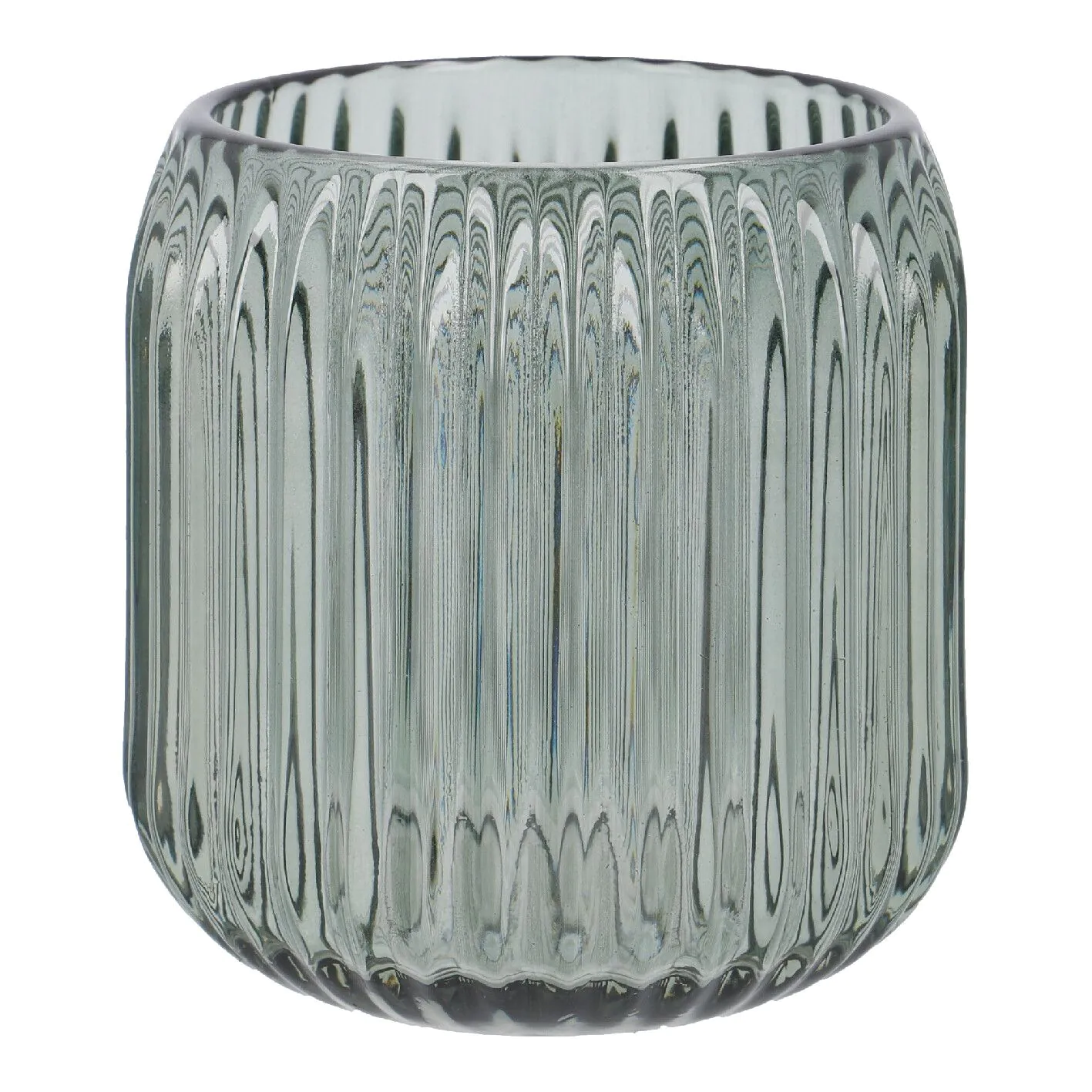 Windlicht Rillen/schmal, türkis, 8.4 x 8.6 cm