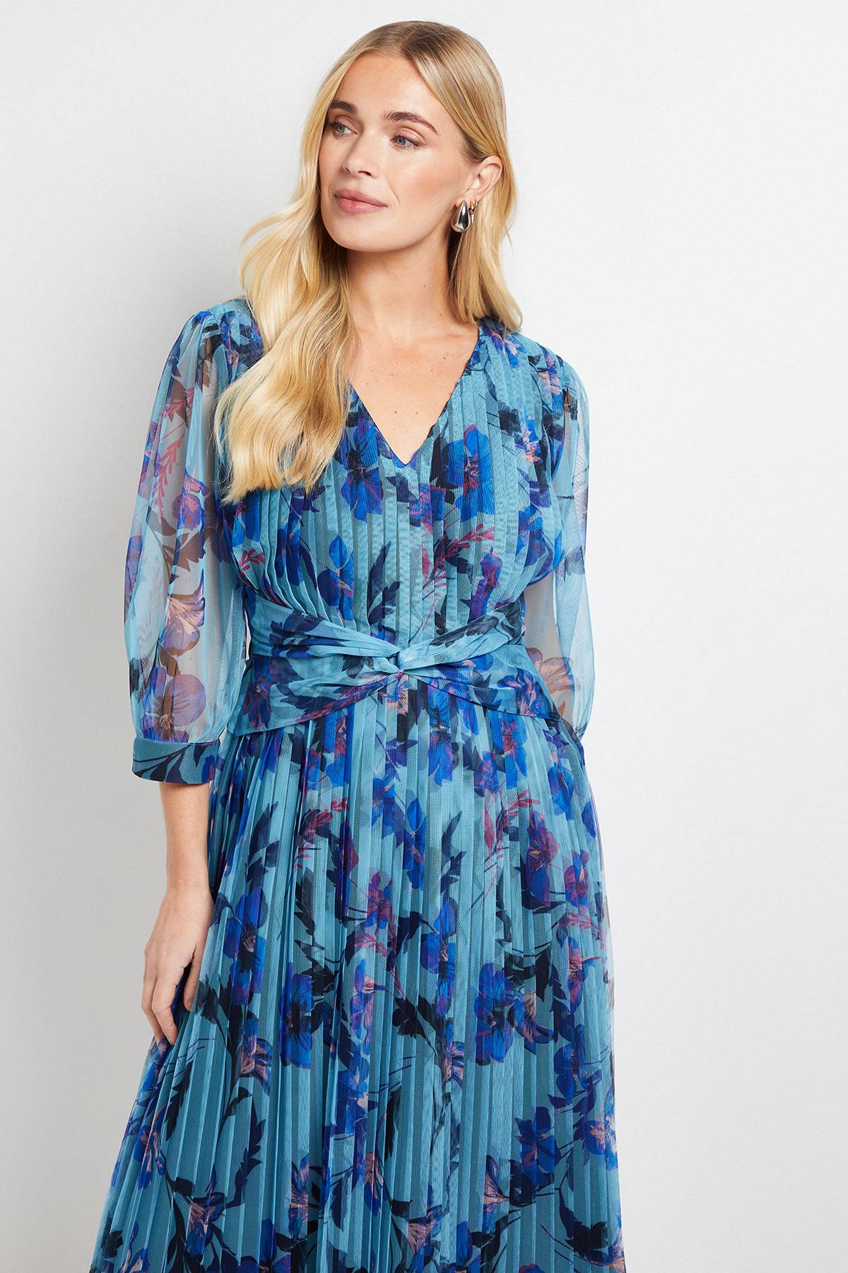 Wallis Robe Midi Plissée En Mesh Avec Détail Torsadé À La Taille Petite