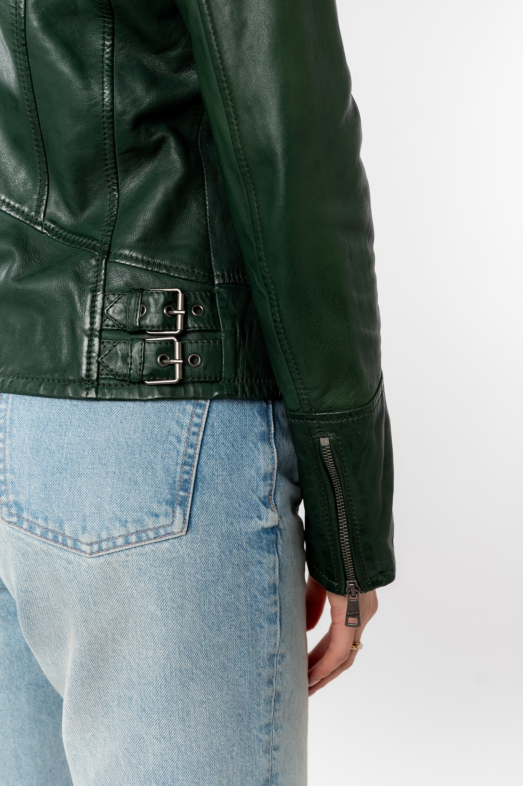 Mauritius Lederjacke »Nola LEGV« mit Kapuze mit abnehmbarer Jersey-Kapuze
