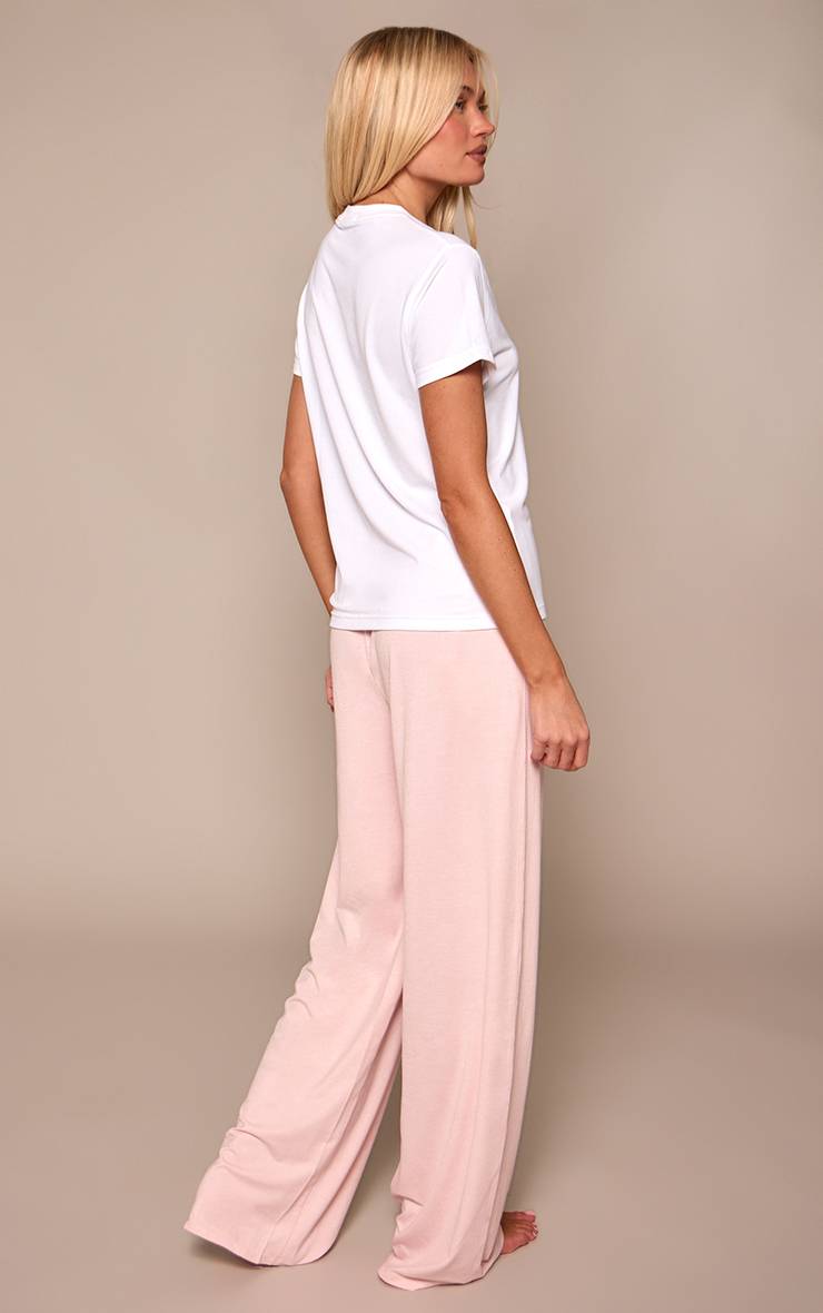 Rose Bébé Haut De Pyjama Ajusté Et Pantalon À Slogan