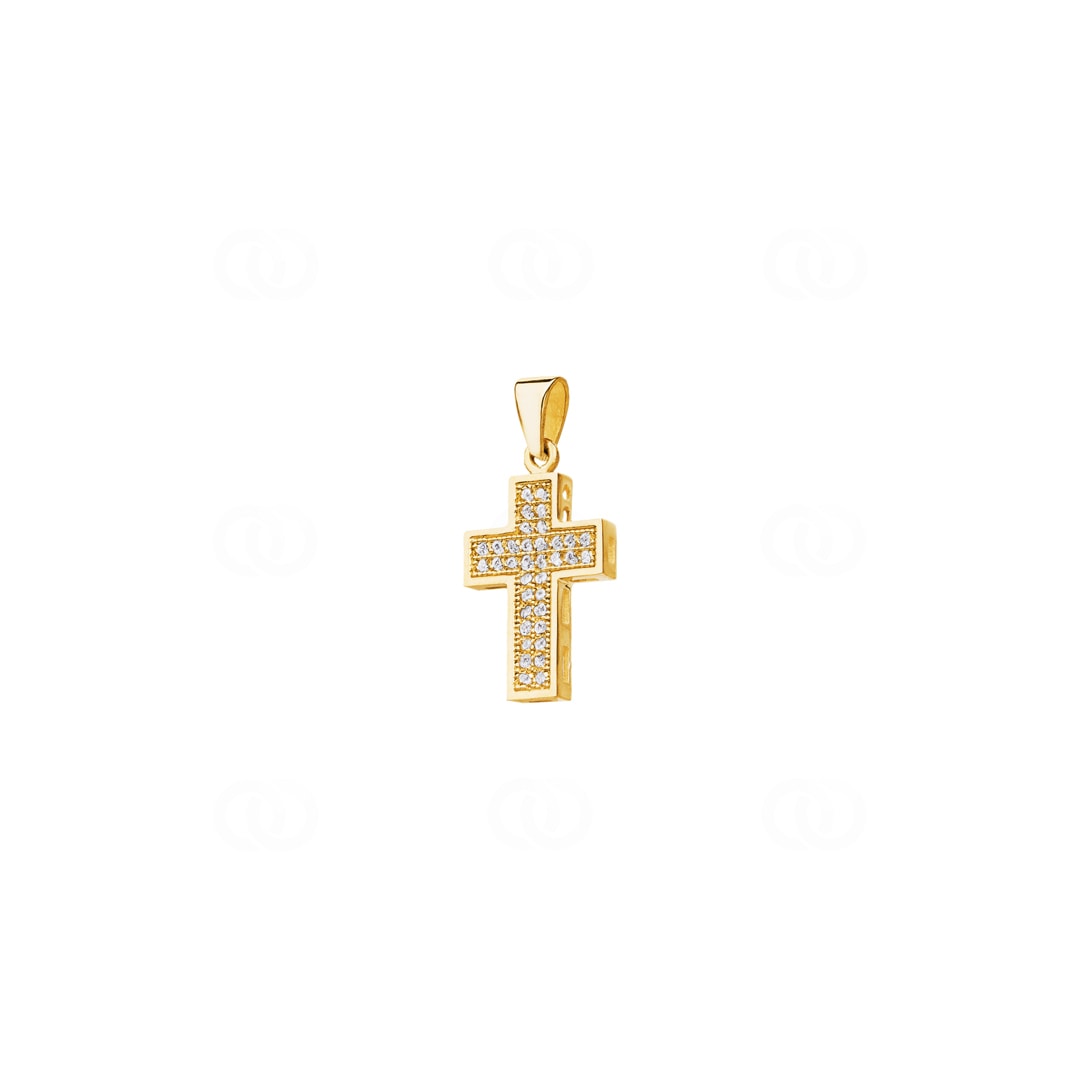 Kreuzanhänger 750/18 K Gelbgold mit Diamanten 0.15 ct H/si