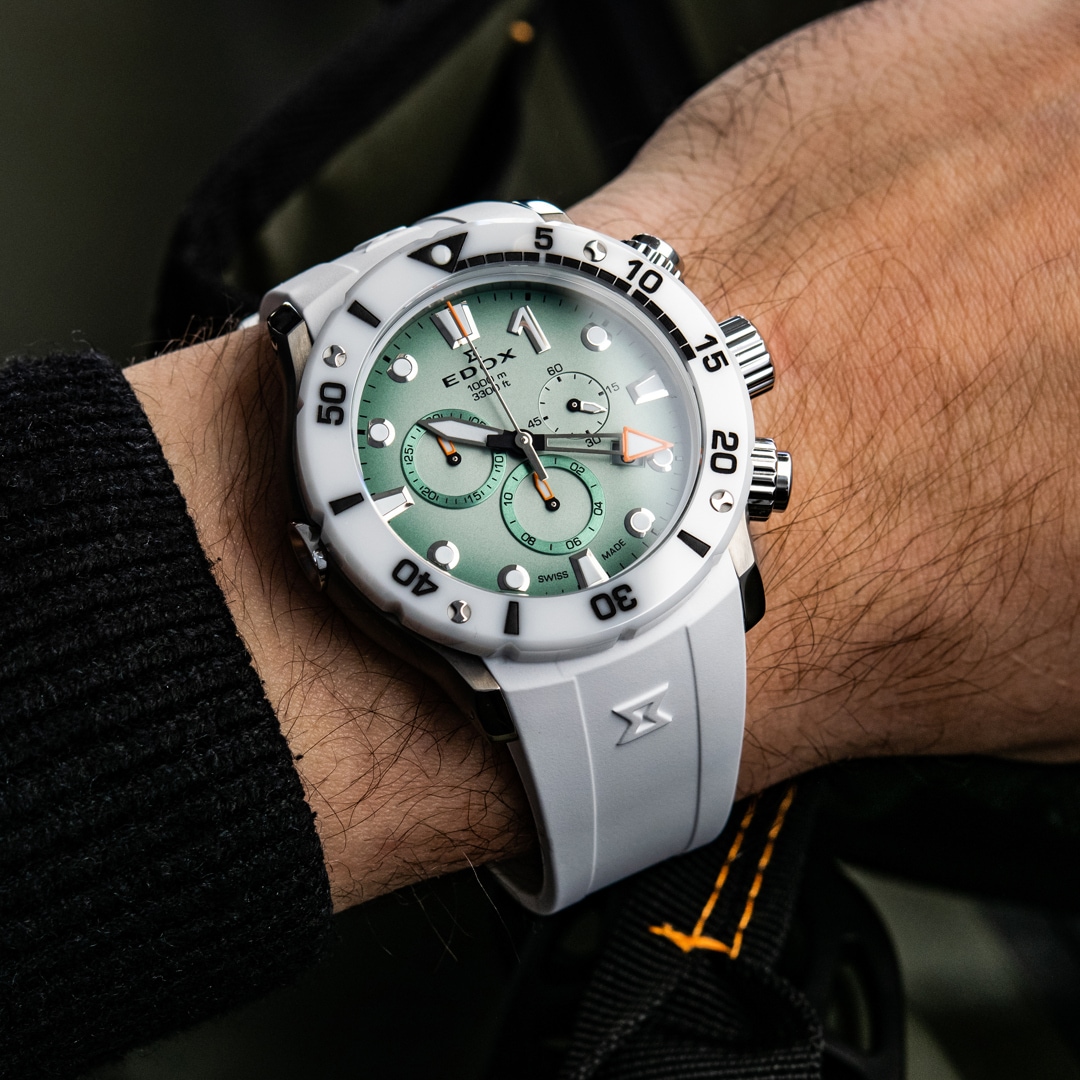 Edox CO-1 Chronograph Titanium Weiss / Grün