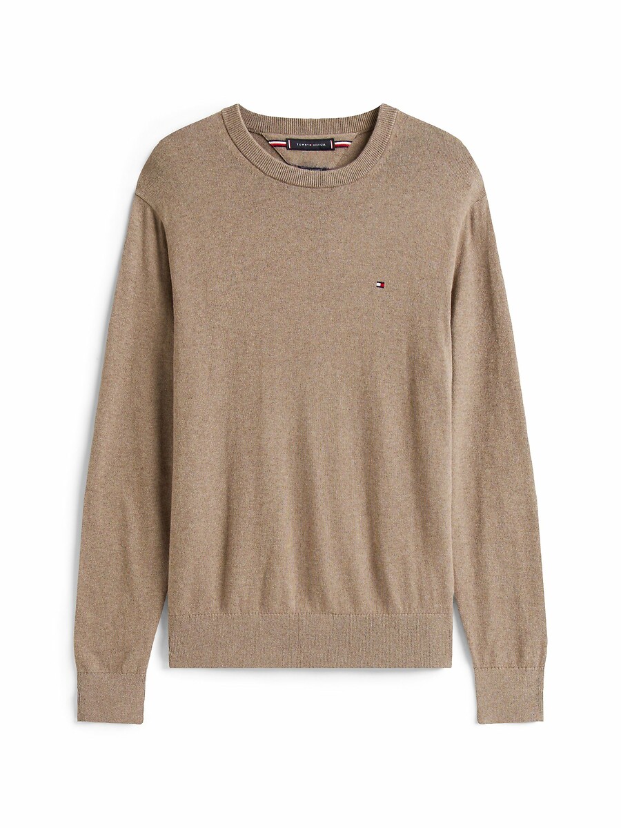 TOMMY HILFIGER<br>Suéter de gola redonda em algodão pima e cashmere