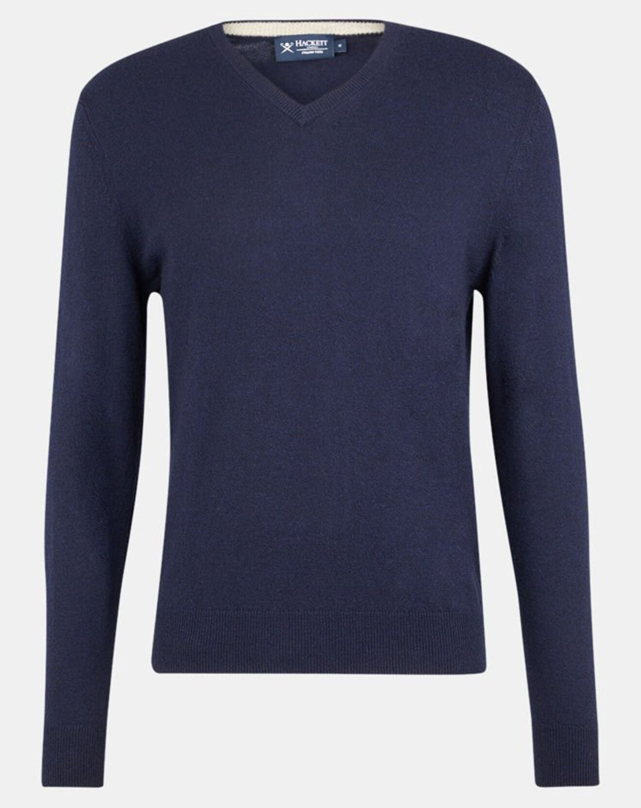 Hackett London Pull en Laine & cachemire mélangés col V bleu marine