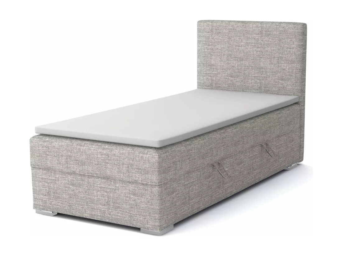 LIT SIMPLE avec topper Kiberg Mini côté droit, 90x200 cm, Lux 05 (Gris clair)
