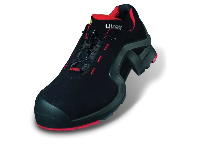 Uvex 85162, Unisex, Voksen, Sikkerhedssko, Sort, Rød, ESD, S3, SRC, Hurtig luk snørebånd