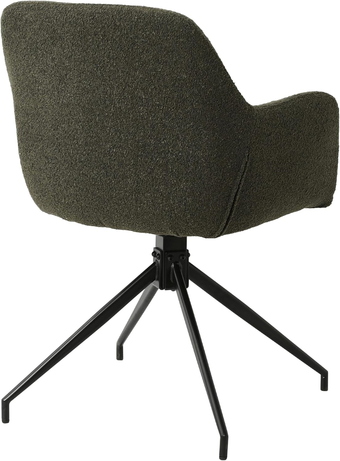 CLP Esszimmerstuhl drehbar Merlinda, Sessel mit Armlehnen in Teddy-Polsterung, 180° Swivel-Funktion, Polsterstuhl mit Metallgestell, Farbe:dunkelgrün