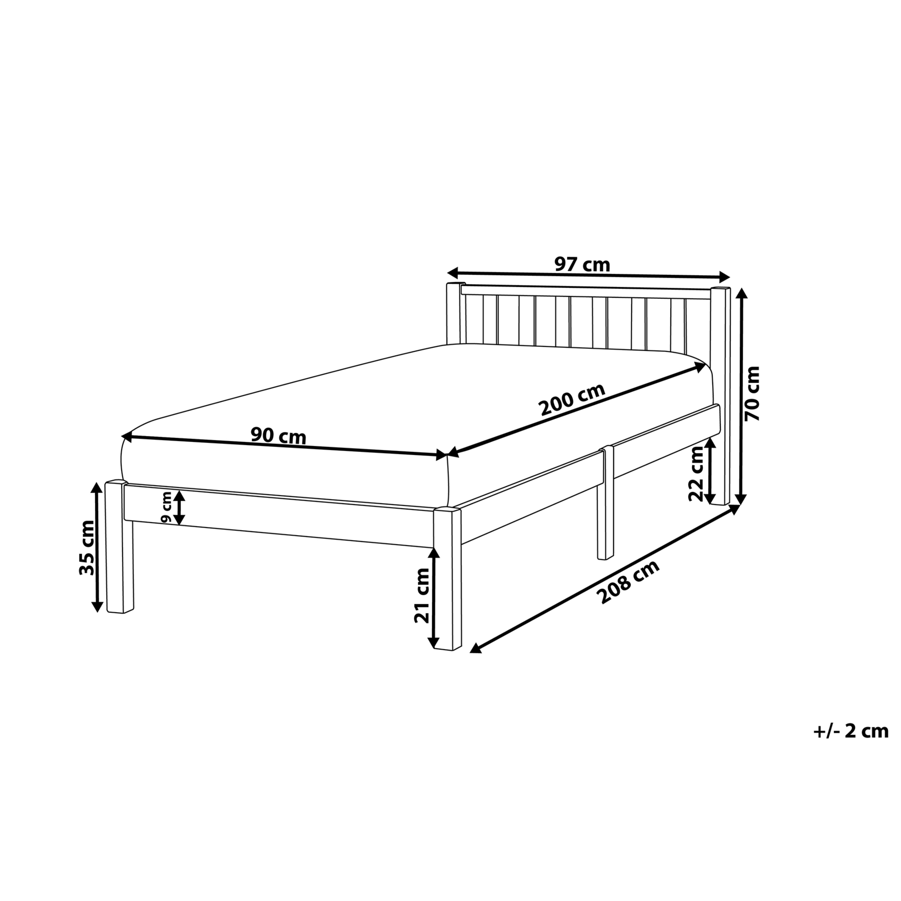 Beliani - FLORAC - Eenpersoonsbed - Wit - 90 x 200 cm - Dennenhout