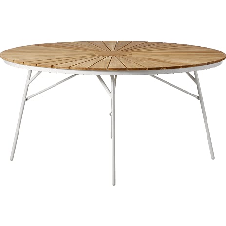 Kerteminde teak havebord Ø150 cm, hvidt stel