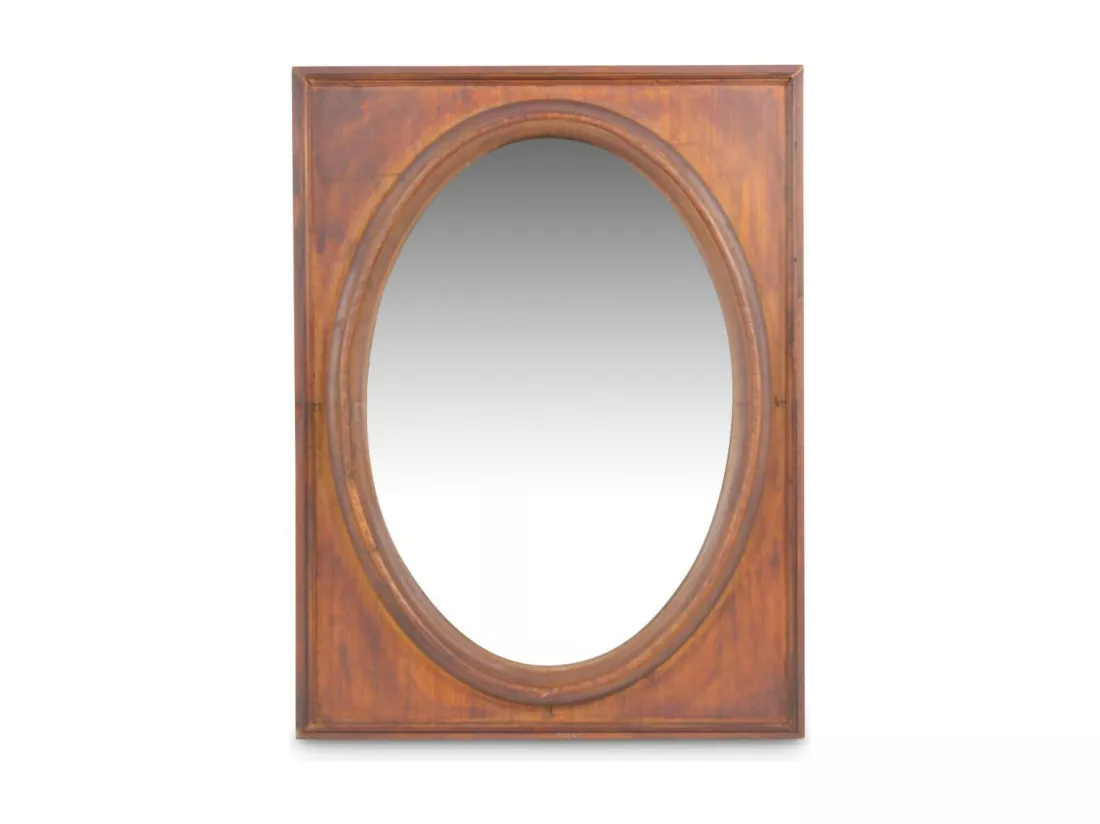 Miroir ancien oval vertical Bois Marron - Décoration d'Autrefois