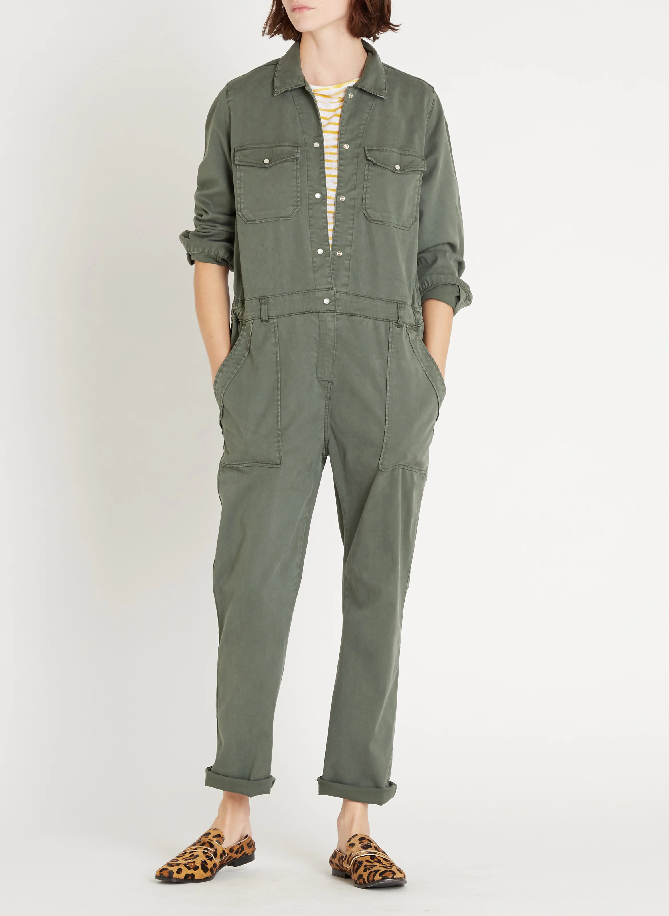 FRANGA - Combinaison chemisier en tencel | Vert