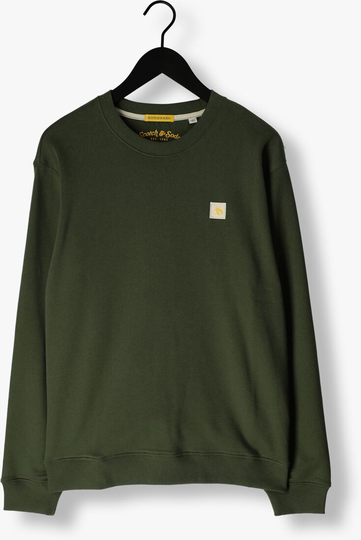 SCOTCH & SODA groene scotch & soda trui essentials logo badge crew neck sweat