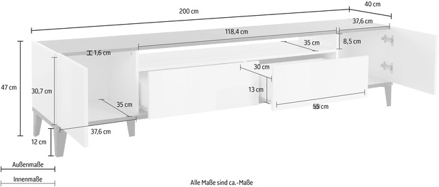 INOSIGN Lowboard »SunriseTV-Board, TV-Schrank« Breite 200 cm