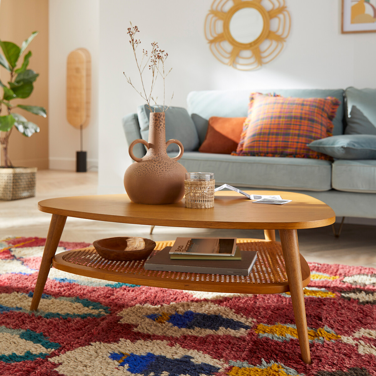 LA REDOUTE INTERIEURS<br>Mesa de centro vintage em carvalho e vime, Quilda