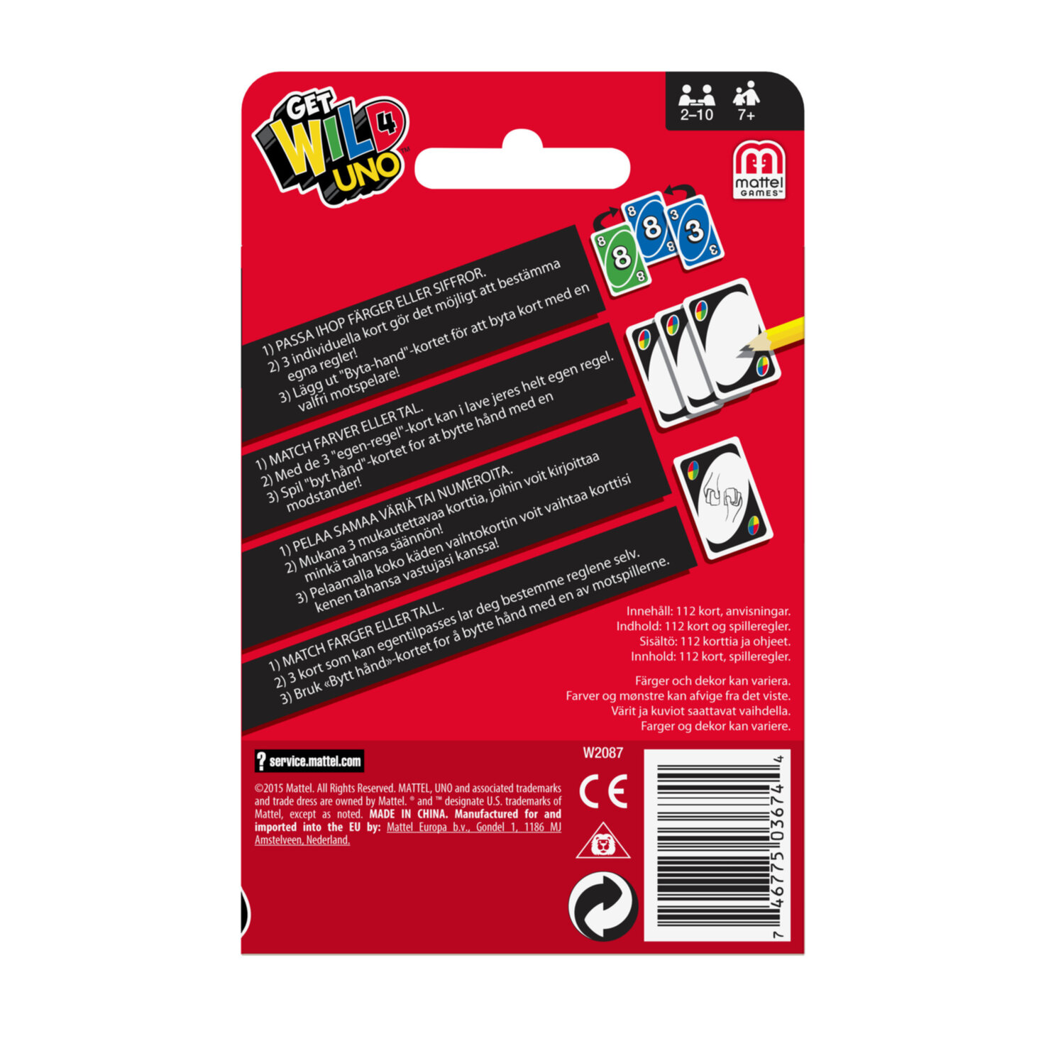 Mattel Uno Kartenspiel 7+ Jahre