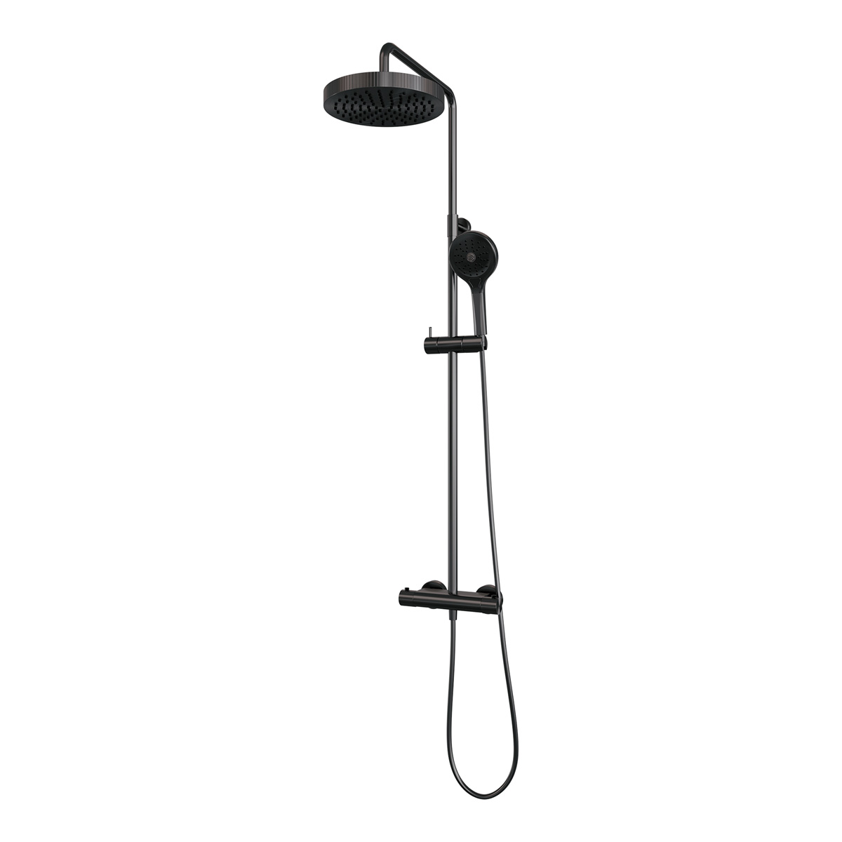 Brauer Stripe opbouw regendouche met 25cm hoofddouche en 3 standen handdouche gunmetal geborsteld PVD